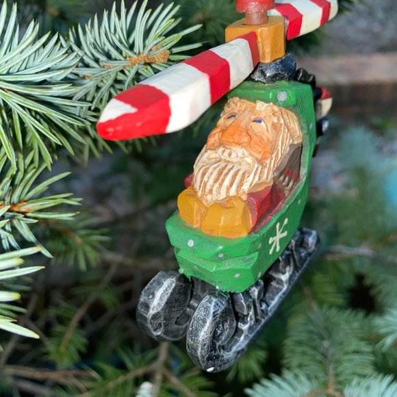 Vintage David Frykman Folk Santa & Helicopter Christmas Ornament 1997 - Picture 4 of 9